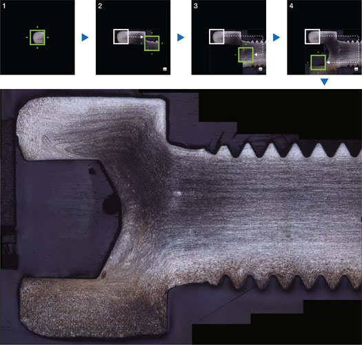 通過手指及鼠標(biāo)等直觀操作，輕松完成拼接效果的“全景攝影”功能（螺栓斷面）
